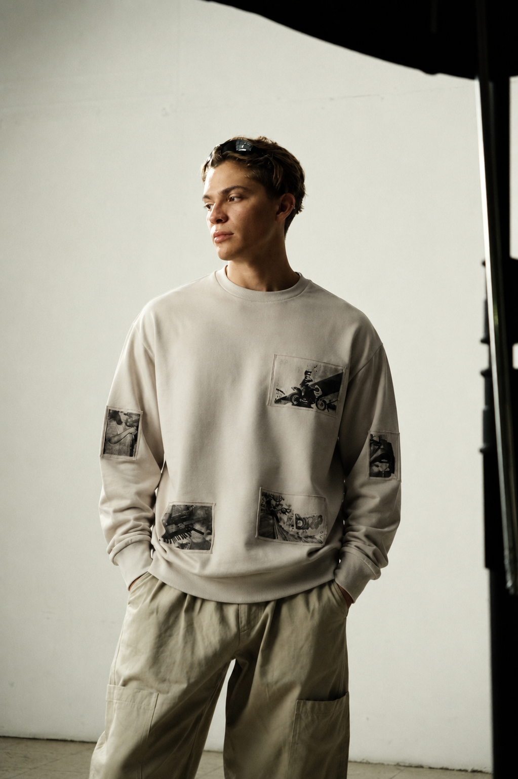 Crewneck gris patchwork